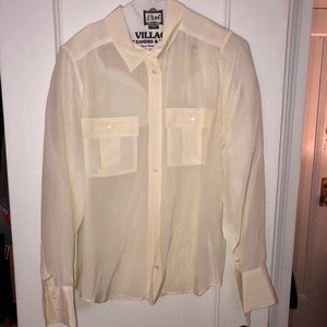 J. Crew Off White Silk Button Down Top